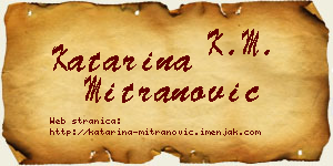 Katarina Mitranović vizit kartica
